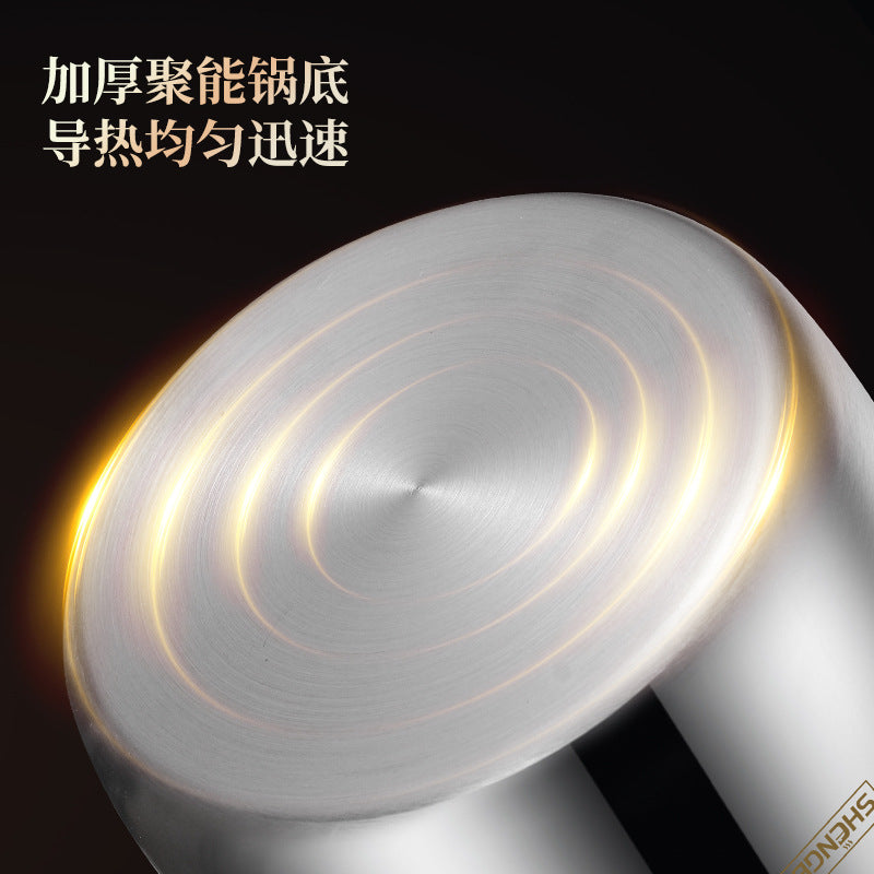 Cross-border binaural 304 soup pot, silicone anti-scalding handle, food-grade three-layer steel thickened porridge pot, soup pot wholesale