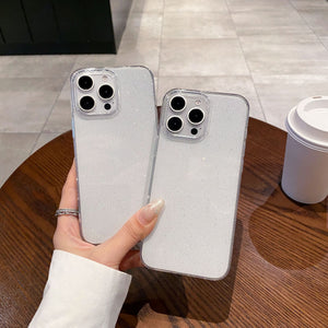 Transparent glitter suitable for apple 16promax simple mobile phone case iphone13/xr anti-fall tpu protective case 15
