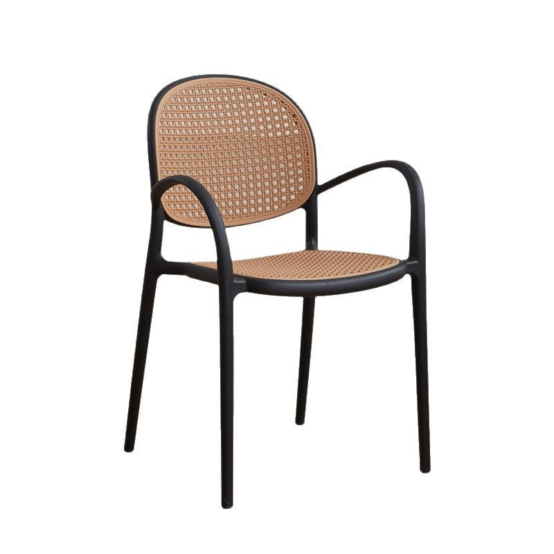 Scandinavian dining chair plastic imitation rattan chair stackable cut out armchair negotiation chair high backrest with accessible luxuryfor home