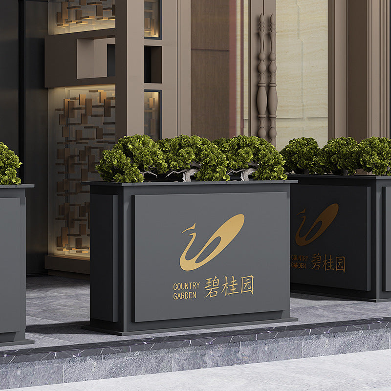 Outdoor wrought iron flower box combination outer pendulum commercial street sales department garden stainless steel flower slot rectangular outdoor fence