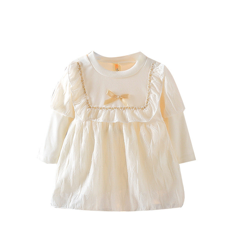 Baby girl princess dress spring dress for girls kids  new stylish puff sleeve dress wholesale