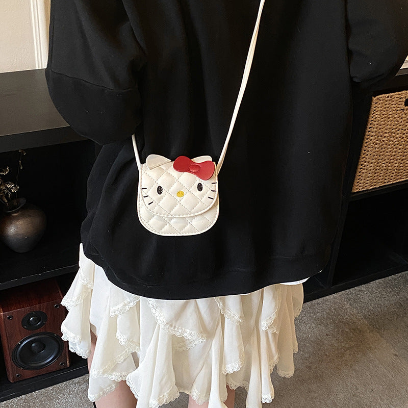 Cartoon kids' bag 2026 new family cute cat mini crossbody bag girls' coin purse compact lipstick bag