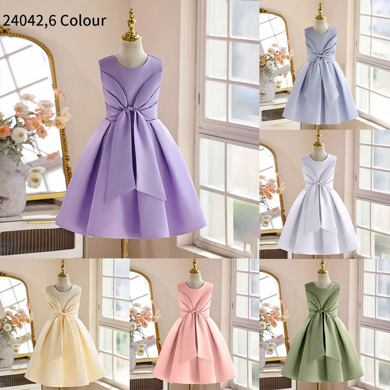 Girls' luxury satin dress - minimalist sleeveless pleated skirt, princess style - hot new arrival for cross-border e-commerce
