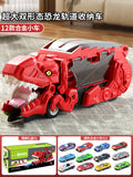 Gift box red dinosaur swallowing car [12 alloy cars]
