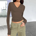 fall/winter new arrivals: european & american  style women's v-neck long sleeve basic slim-fit versatile t-shirt top
