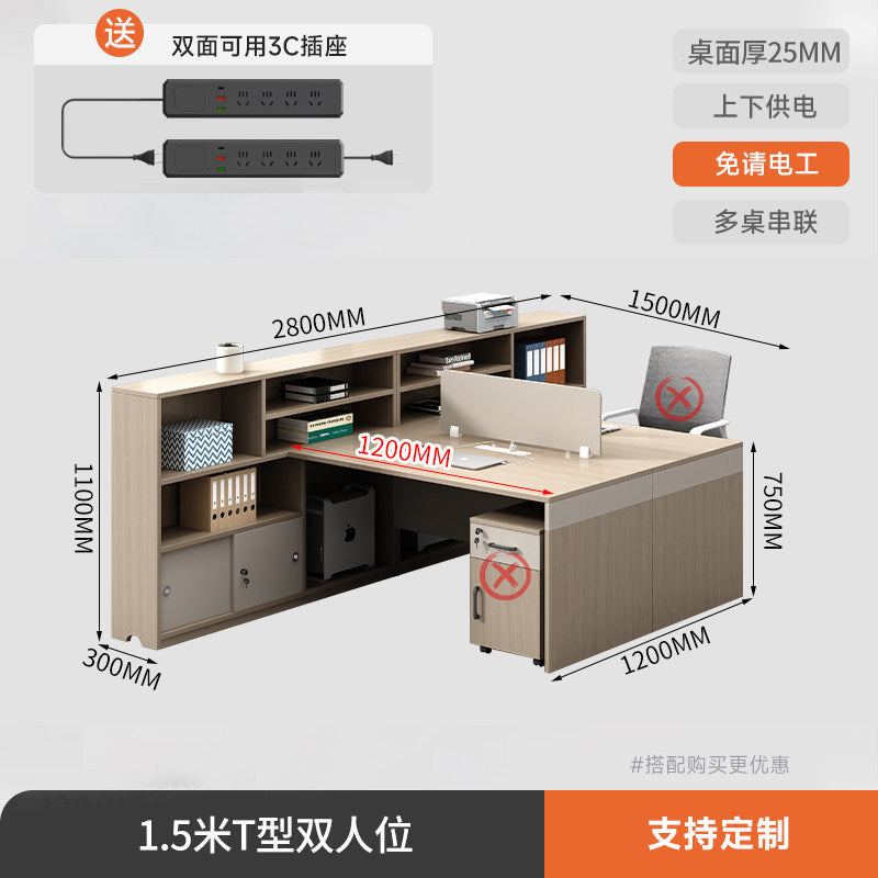 Saint li minimalist modern office desk and chair set - office financial partition cubicle - six-seat employee workstation