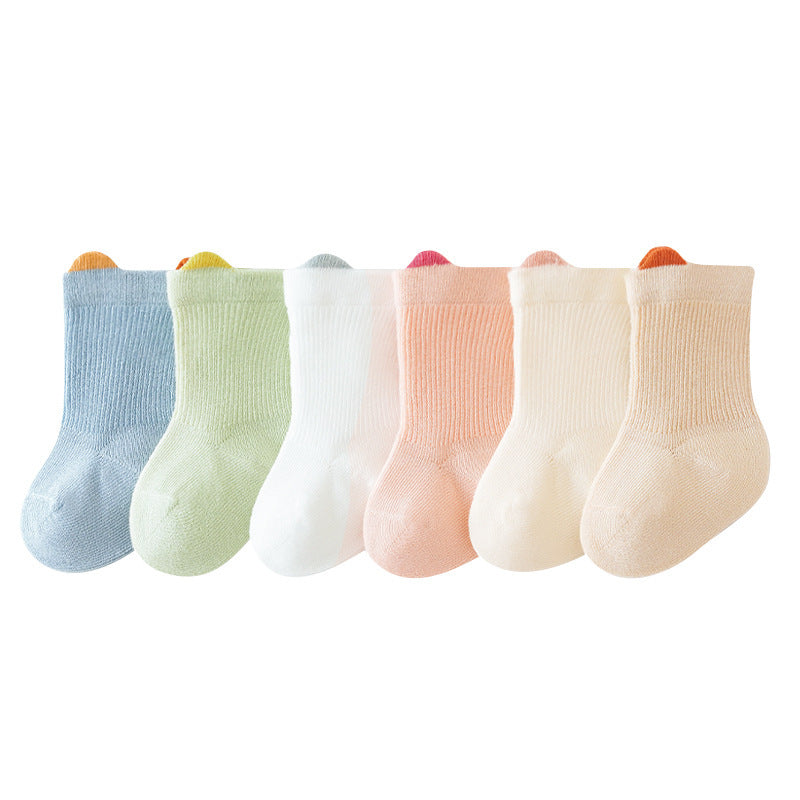 Babylon class a socks combed cotton breathable boneless baby knee socks socks candy color ear lifting newborn socks