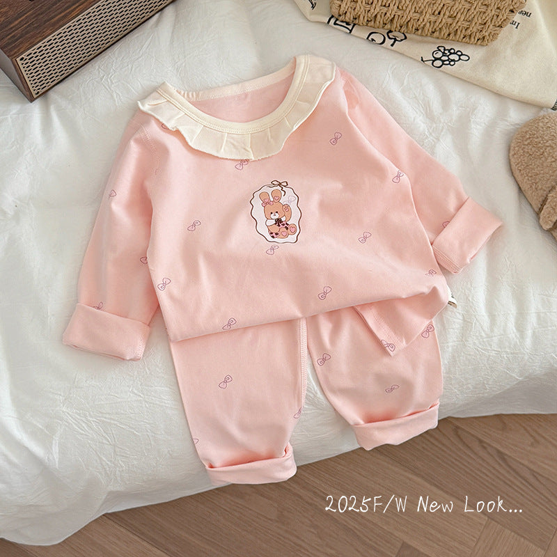 Kids' cotton thermal underwear set - spring/autumn long johns for boys and girls - baby class a pure cotton base layer pajamas/loungewear