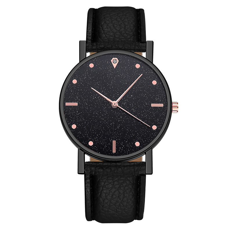 Factory direct wholesale watches: women's starry sky leather quartz wristwatch, gift watch, ladies' watch