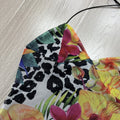 new european and american style women's vacation outfit: colorful abstract print ruched v-neck tie-up tank top with bow detail