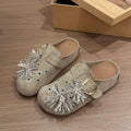 Thick sole hidden heel fireworks rhinestone birkenstock shoes women's 2026new arrivalspring and summer toe-cap half slippers outwear sandals flats