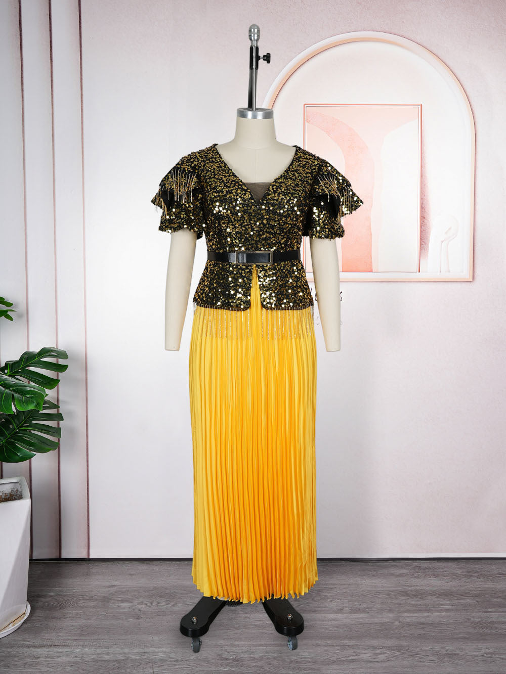 European and american party dresses elegant long gowns cross-border plus size foreign trade  african women's clothing sequin dresses