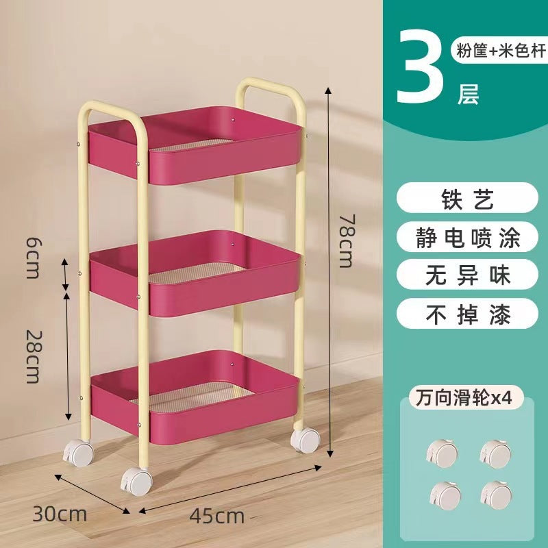 Influencer-style rolling cart shelf - home use, kitchen, bedroom, snack rack, living room multifunctional storage organizer - wholesale