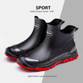 Men's rain boots - autumn/winter outdoor fishing waterproof short boots - men's non-slip kitchen/takeout water shoes - fleece-lined cotton boots
