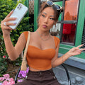 european and american women's clothing cross-border new arrival: trendy, slim-fit square neck sleeveless crop top tank top