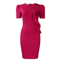 D571 european and american style women's clothing  new fashion elegant bodycon ruffle hem solid color short sleeve african dress