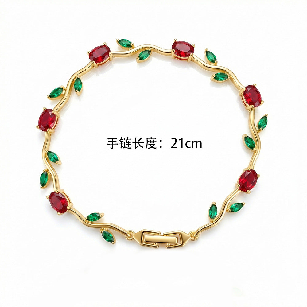 European and american cross-border hot-selling copper inlaid zircon tulip bracelet for women - lightweight luxury, unique style, non-fading zircon jewelry wholesale