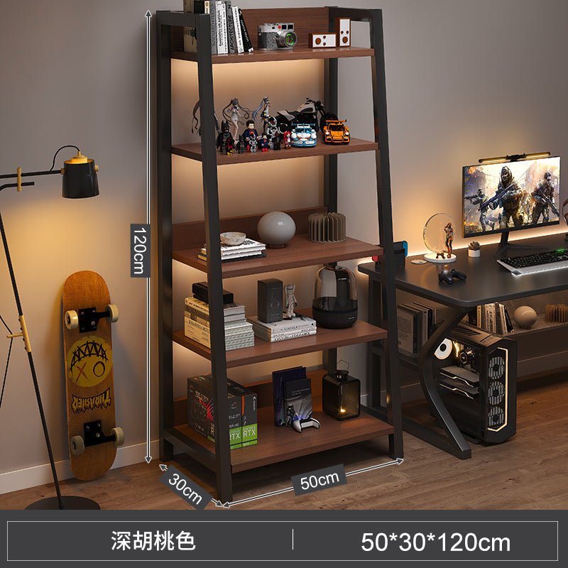 Shelf Floor-to-ceiling storage shelf Multi-layer bookshelf E-sports room Computer table Locker Wrought iron trapezoidal display shelf