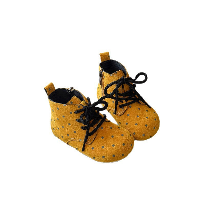Polka dot ugly Birkenstock boots 2025 spring and autumn new Korean version of girls round head British style Martin boots soft-soled short boots