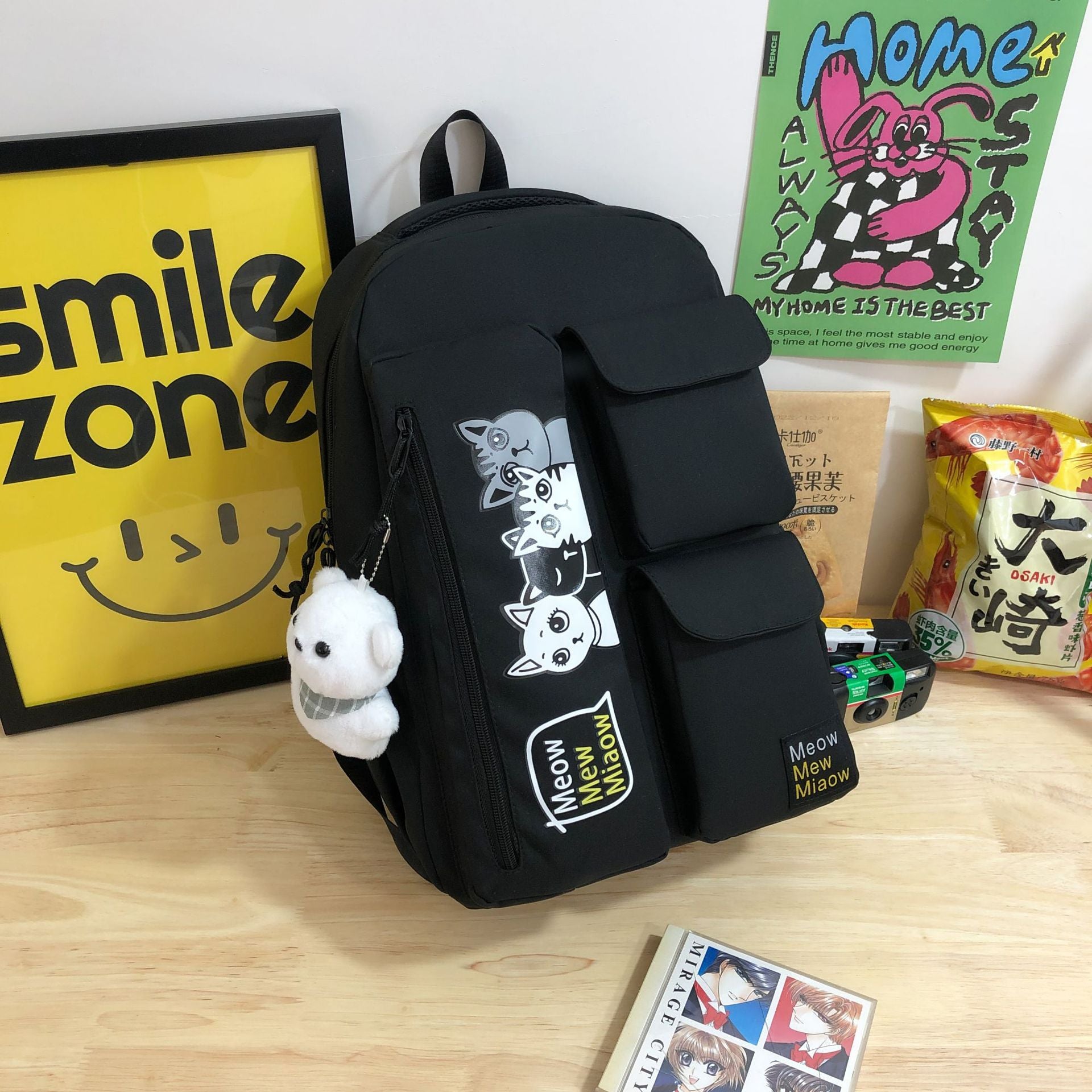 New Korean multi-functional dual-purpose thickened fabric schoolbag Internet celebrity lazy wind dirt-resistant di y large-capacity backpack