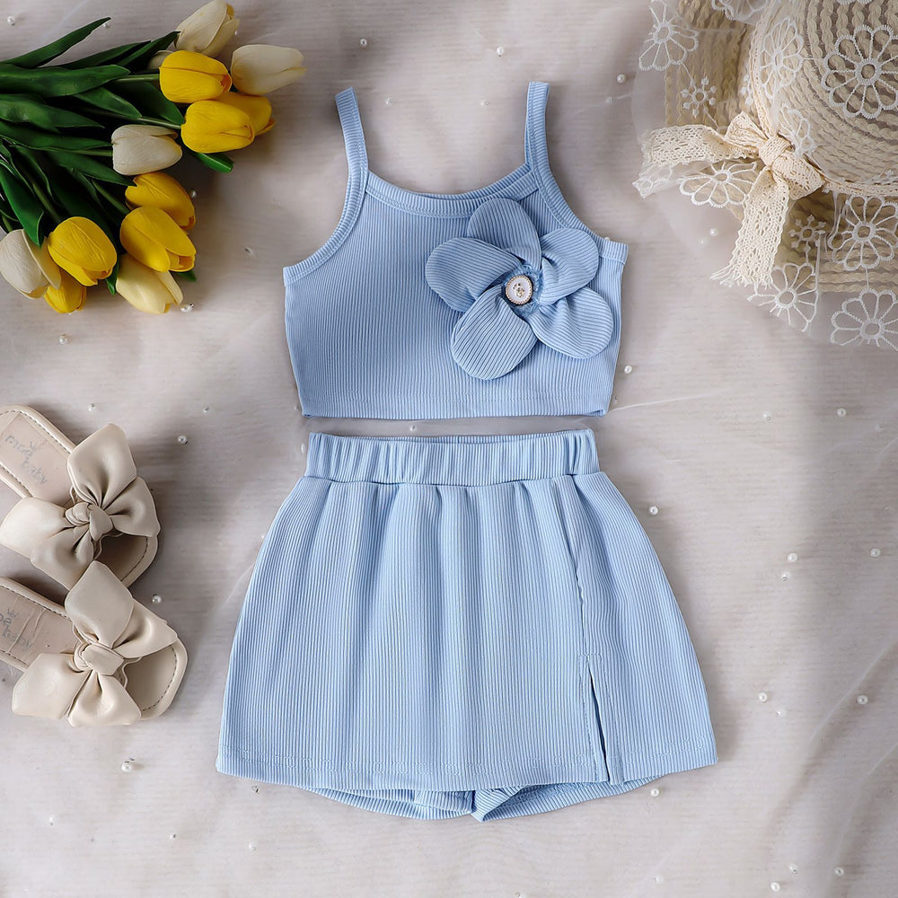 Children's clothing  cross-border fashionsummergirlnew arrival flower camisole + short skirt