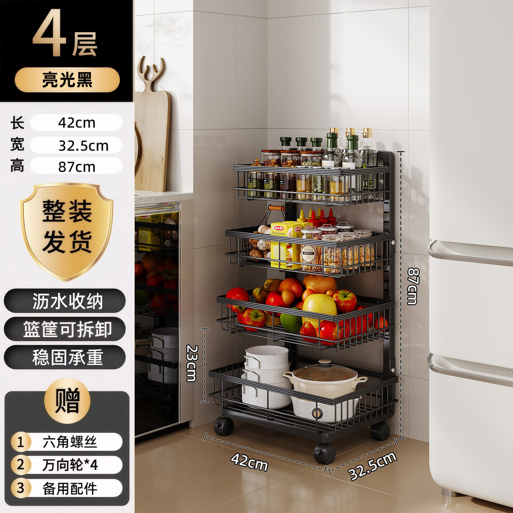 Rotary storage trolley Home floor removable bathroom Bedroom storage rack Kitchen multi-layer rack