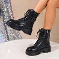 British style platform shoesthick sole belt buckle knight boots autumexportstudsplus size cross-border boots women