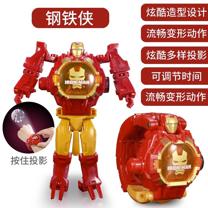 Transforming kids' electronic watch toy - student projector cartoon transformation - manwei transformation robot for boys