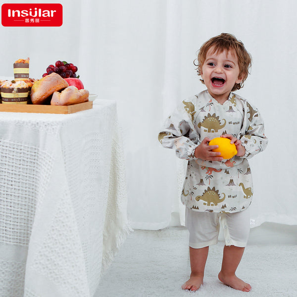 Danish children's long-sleeved eating smock baby eating clothes bib super soft waterproof baby rice pocket anti-dirty feeding clothes