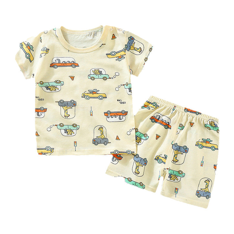 Kids' short-sleeve and shorts set - toddler & children's summer pure cotton underwear - boys' & girls' crew neck t-shirt