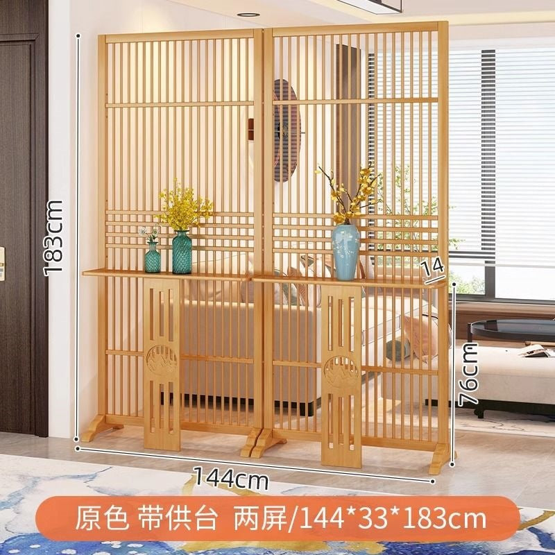 New chinoiserie screen partition living room for home blocking grids solid wood foldablemovable entrance hall office seat screen
