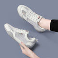 Women's white leather sneakers - spring/summer 2025 collection: lightweight, breathable mesh, comfortable lace-up, versatile & trendy athletic shoes