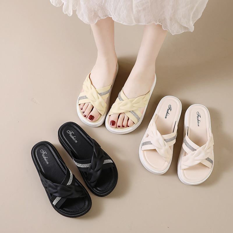Women's summer slippers - 2025 new thick-soled, versatile korean style crossover sandals - popular trending slides - wholesale