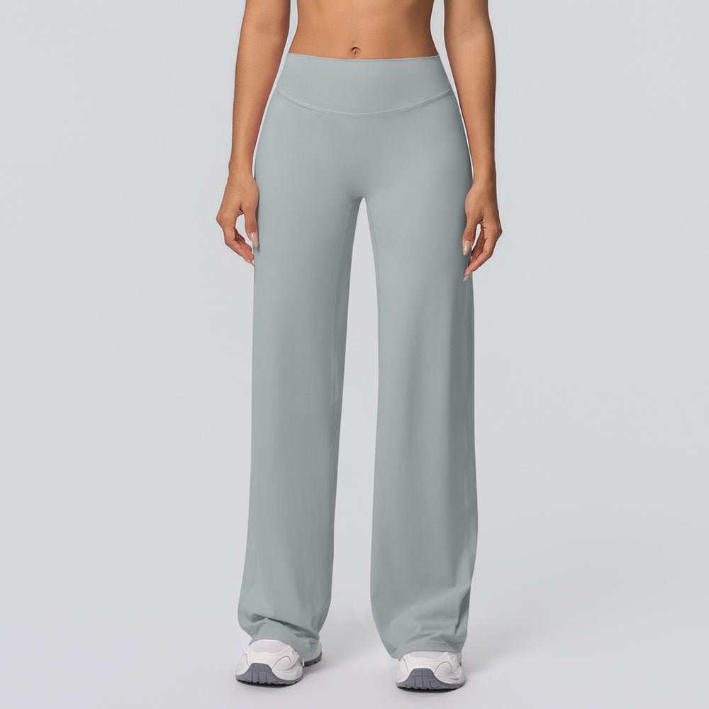 New arrival cross-border double-sided brushed pure colorhigh waistloose breathable yoga wide-leg pants running fitness yoga bell bottoms