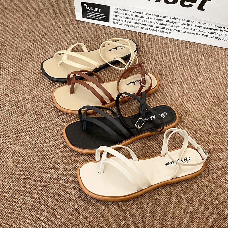 2026 new collection women's thong sandals - summer outdoor wear, flat roman sandals, one-piece clip-toe women's shoes for export