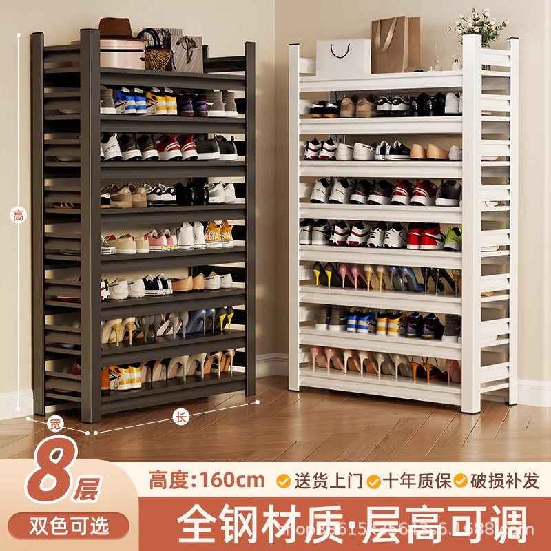 Shoe rack indoor entrance door floor-standing moisture-proof iron multi-layer storage rack shoe cabinet door all-in-one cabinet steel shoe cabinet