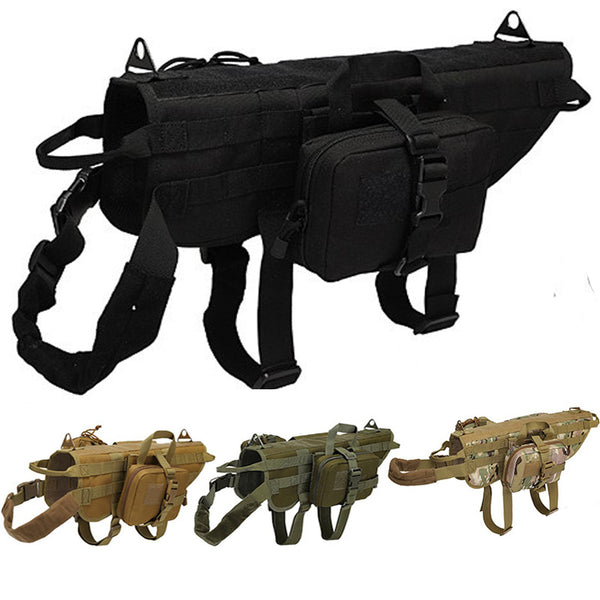 Tactical dog vest, outdoor dog clothing, camouflage hunting waterproof large dog clothing, dog clothing pet clothing set