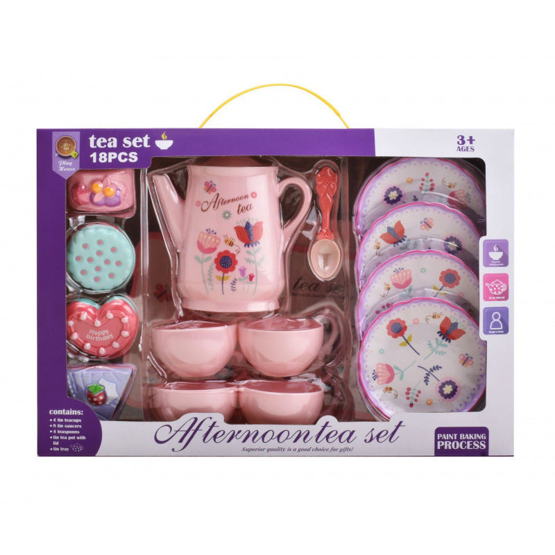 Cross-border export simulation tea set, dessert gift box set, play girl toy, afternoon tea series