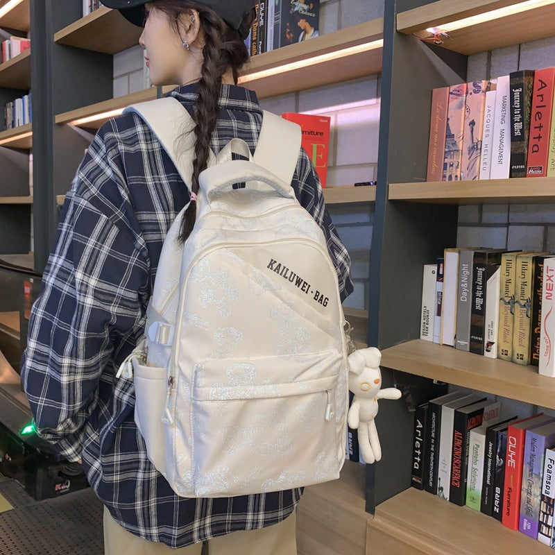 School bag for female junior high school students Korean version is fresh and cute, printed large-capacity high school backpack ins college backpack