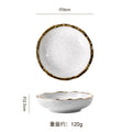 Luxury retro-style irregular ceramic dinnerware set with embossed gold trim – perfect for home, restaurant, and hotel table settings