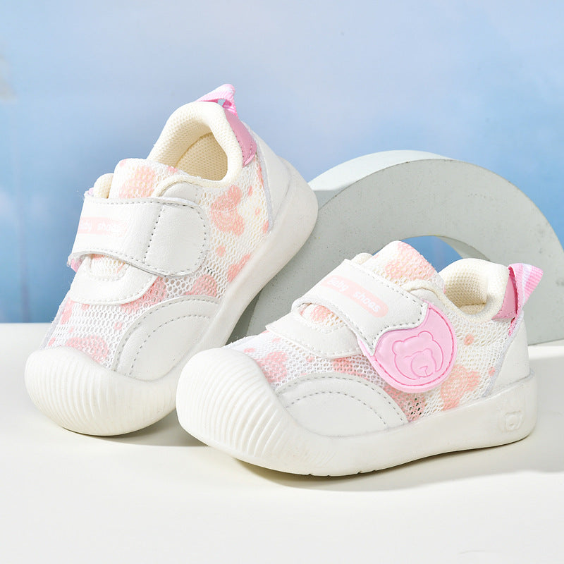 Baby sandals for girls, summer first walker shoes, 0-1-2 years old infant anti-slip soft sole mesh shoes for babies and toddlers, boys' shoes