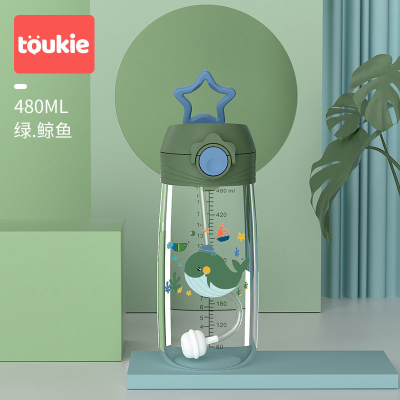 Customized star learning drinking cup, silicone straw cup, baby special straw cup, drinking cup, children's drop-resistant portable kettle