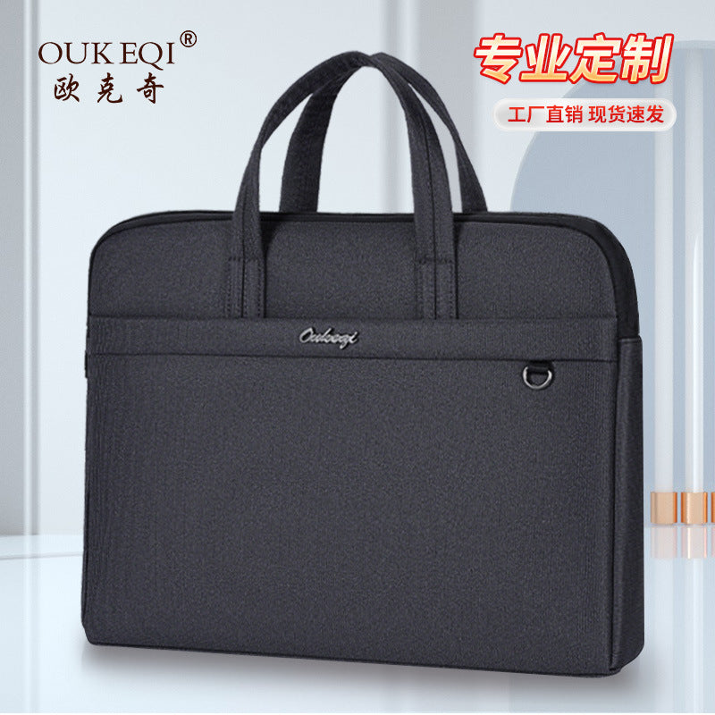 Business oxford cloth briefcase - men's large capacity tote bag, document bag, waterproof canvas office conference file bag