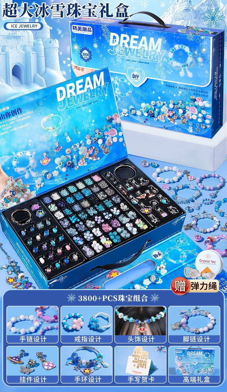 Children's Day Girls Jewelry Jewelry Box Puzzle DIY Beaded Toys Cartoon Play House Jewelry Birthday Gift