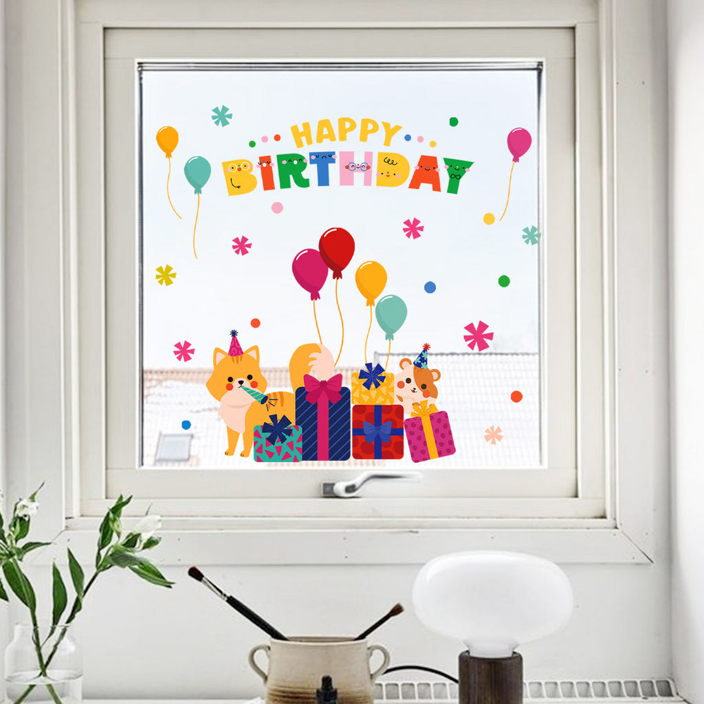 Cross-border new creative gift box balloon home living room bedroom window glass decoration beautiful static sticker