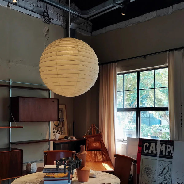 Japanese-style wabi-sabi wind bed and breakfast bedroom horizontal line ball imitation silk lamp Nordic simple irregular ball tea room chandelier