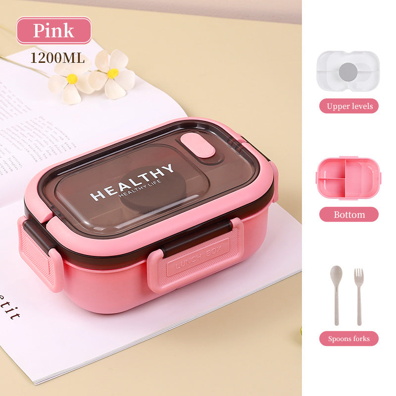 Cross-border microwave oven heating bento box convenient lunch box student lunch box fruit food grade grid fresh-keeping box