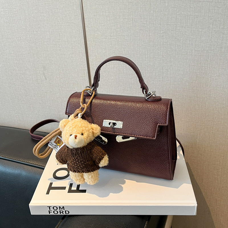 fashion small bag women's autumn and winter new travel satchel bag kelly small bag pure coloreasiest for match shoulder crossbody bag