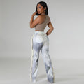 Amazon hot selling european and american women's fashion printed tassel straight-leg casual pants cross-border e-commerce women's trousers