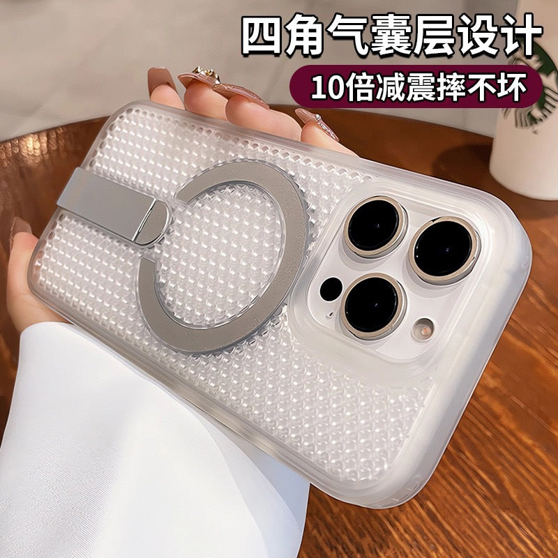 Fanxing honeycomb cooling magnetic stand compatible with apple 17pro phone case iphone16 ice point hollow anti-fall